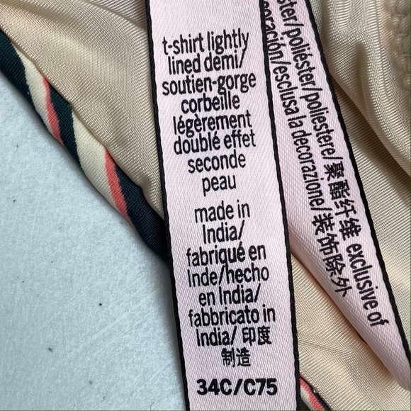 VS BLK/TAN T-shirt Lightly Lined Demi, 34C. *P1029 - Picture 7 of 8